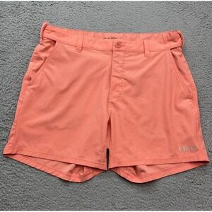 Huk Low Country Performance Shorts Mens XL Orange 6" Inseam Fishing Stretch